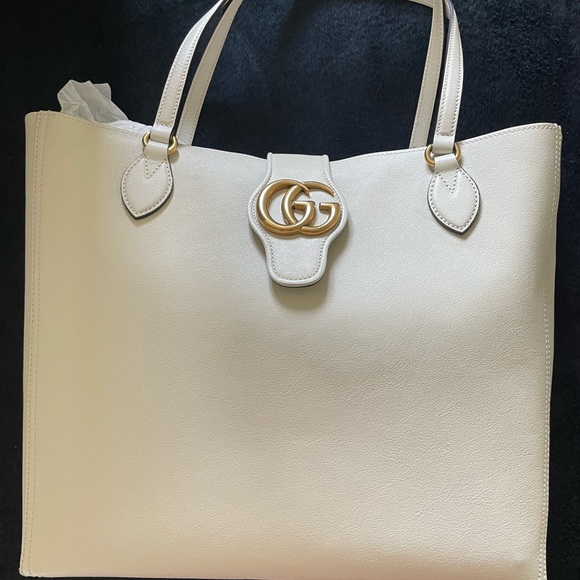 Women's Gucci White Medium Tote With Double G - Picture 5 of 6